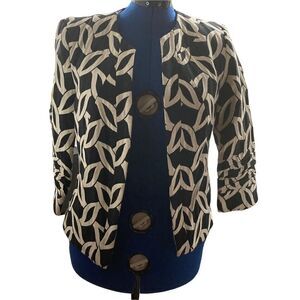 FRENZ by THERESA RENZ, Women’s Jacket, Black & Ivory, Size 8, lined, 3/4 sleeves